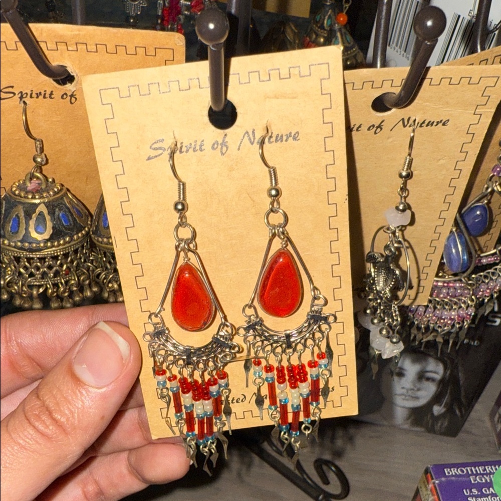 Red Teardrop Earrings